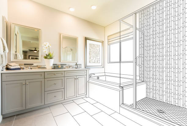 Rénovation de salle de bain moderne à Andrézieux-Bouthéon dans la Loire